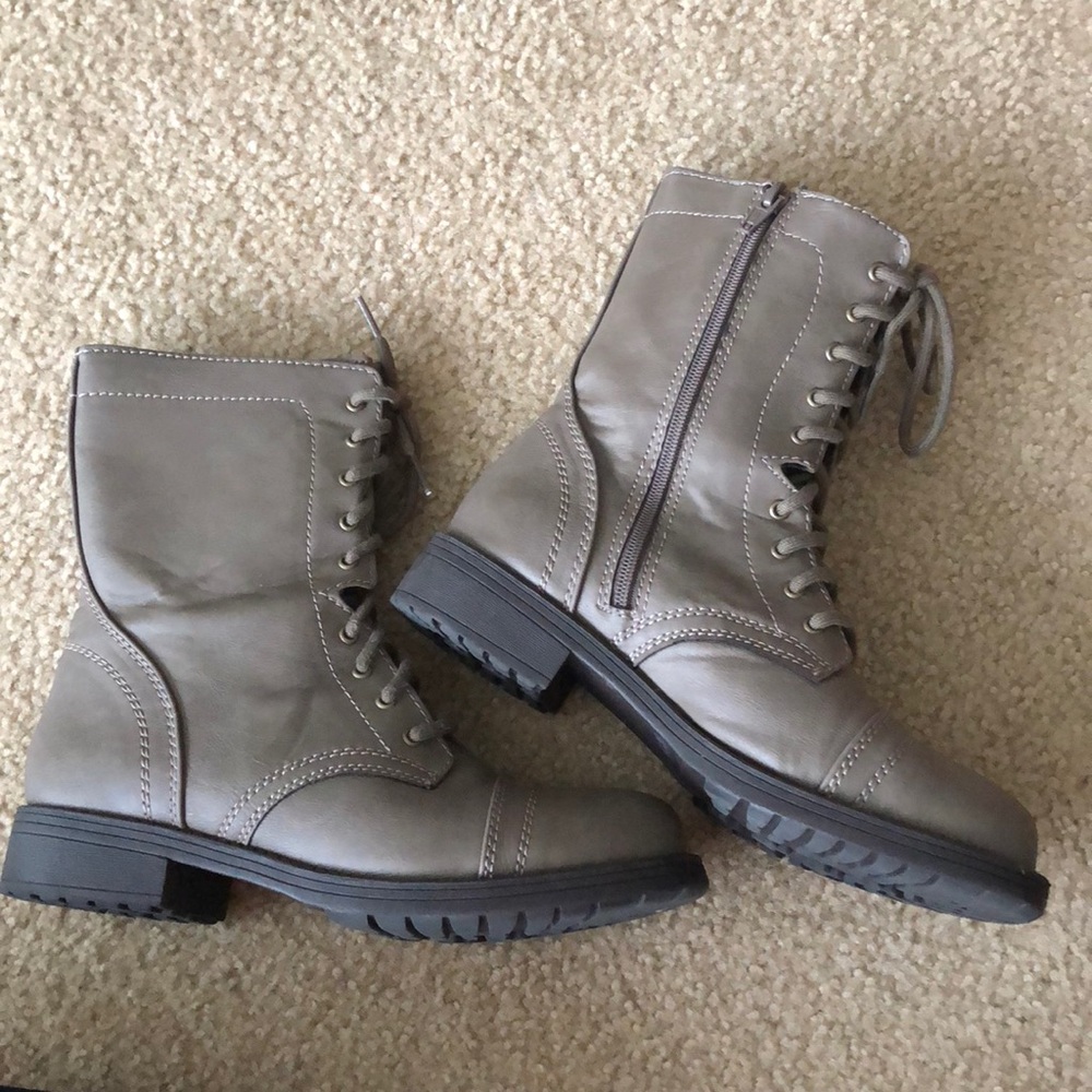 Taupe combat boots